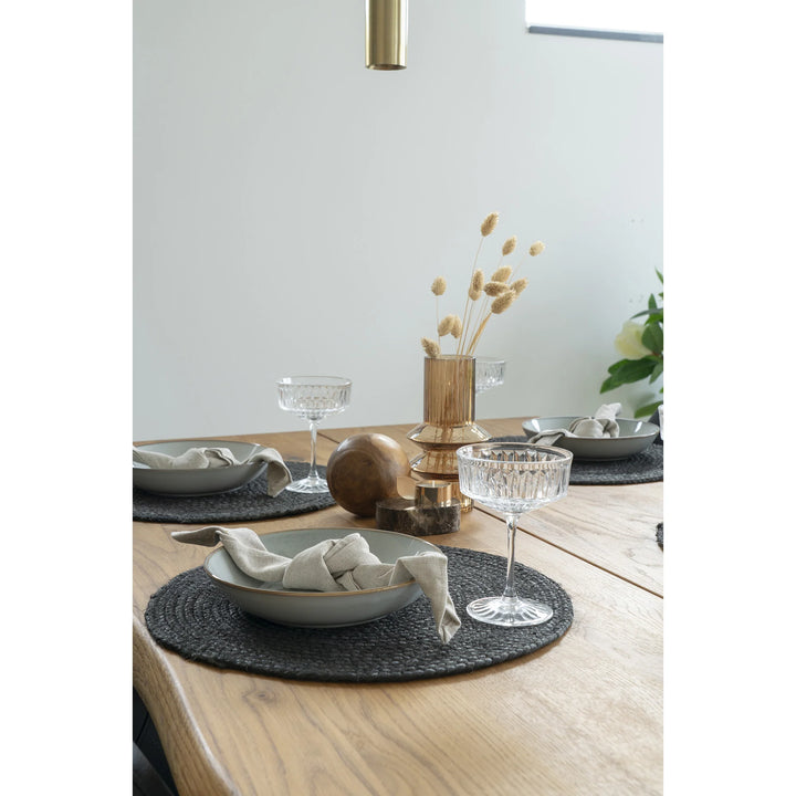 Krumble Placemats – Set van 4 – Jute – Rond – ø38 cm – Donkergrijs (2)