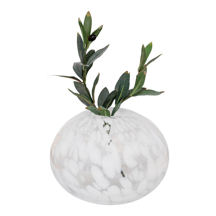 QUVIO Decoratieve vaas gevlekt – Glas – Wit (4)