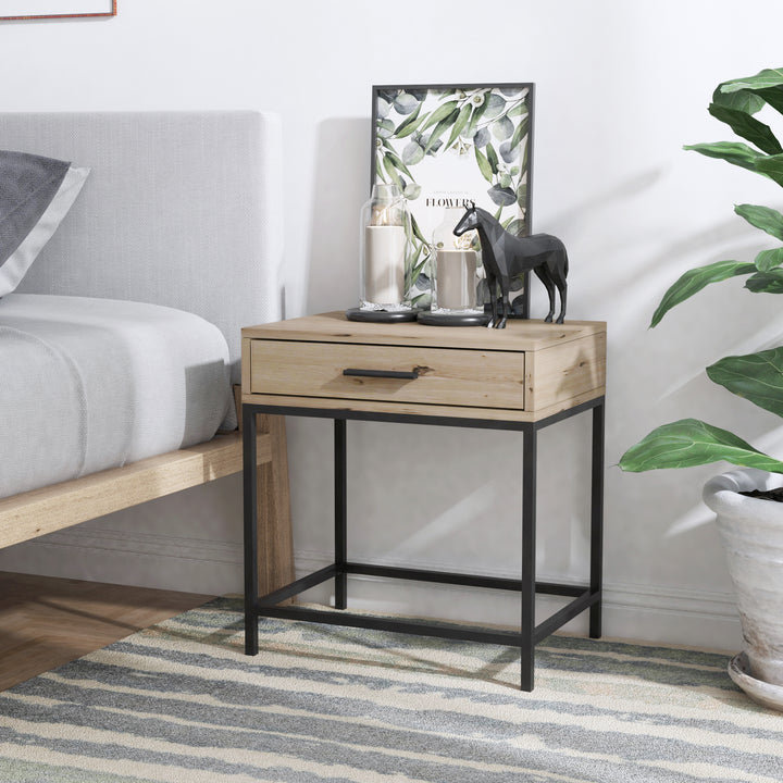 QUVIO Nachtkastje met lade - QUV1017 - Walnut light brown (4)