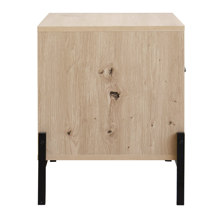 QUVIO Nachtkastje met deurtje en open lade - QUV1020 - Walnut light brown (3)
