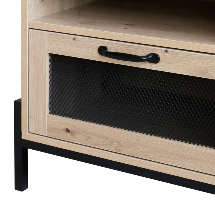 QUVIO Nachtkastje met deurtje en open lade - QUV1020 - Walnut light brown (4)