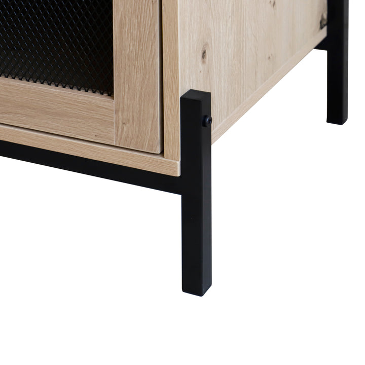 QUVIO Nachtkastje met deurtje en open lade - QUV1020 - Walnut light brown (5)
