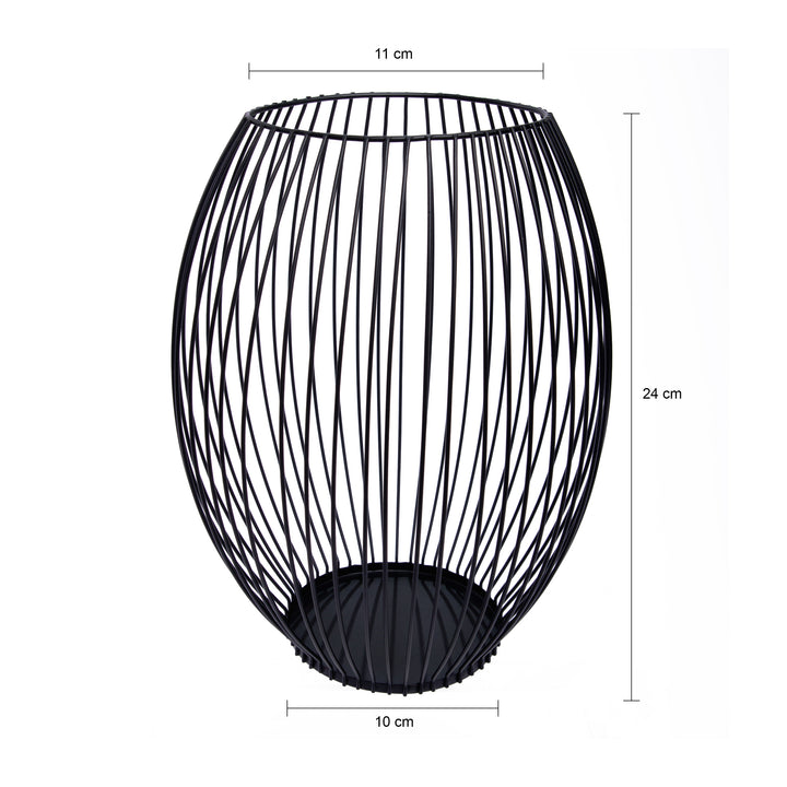 QUVIO Kaarsenhouder met frame - 24 cm - Rond - Metaal - Zwart (1)