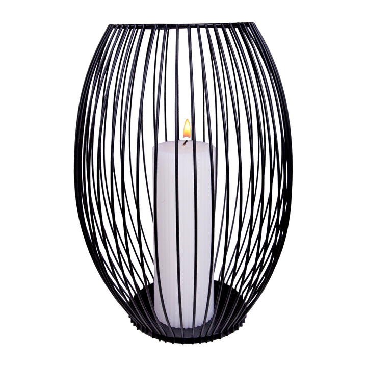 QUVIO Kaarsenhouder met frame - 24 cm - Rond - Metaal - Zwart (2)