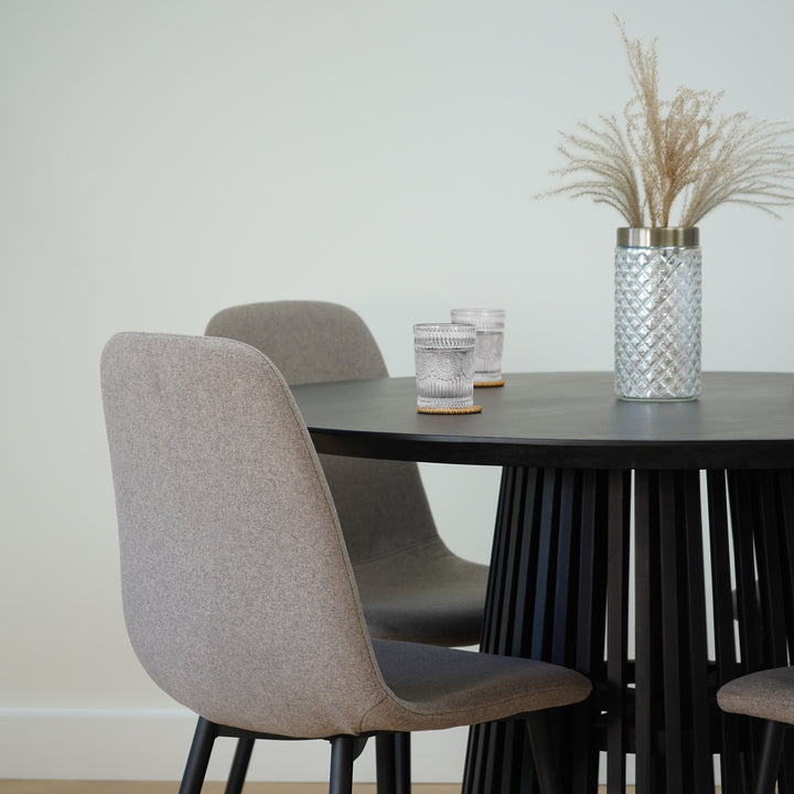 QUVIO Eetkamerstoel Lilly - Polyester - Staal - Lichtbruin - Set van 2 (5)