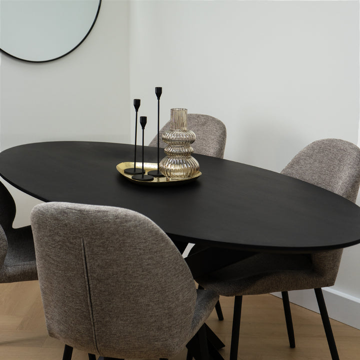 QUVIO Eetkamerstoelen Lola - Polyester - Staal - Grijs - Set van 2 (4)