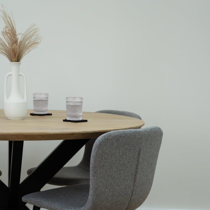 QUVIO Eetkamerstoelen Logan - Polyester - Staal - Lichtgrijs - Set van 2 (6)