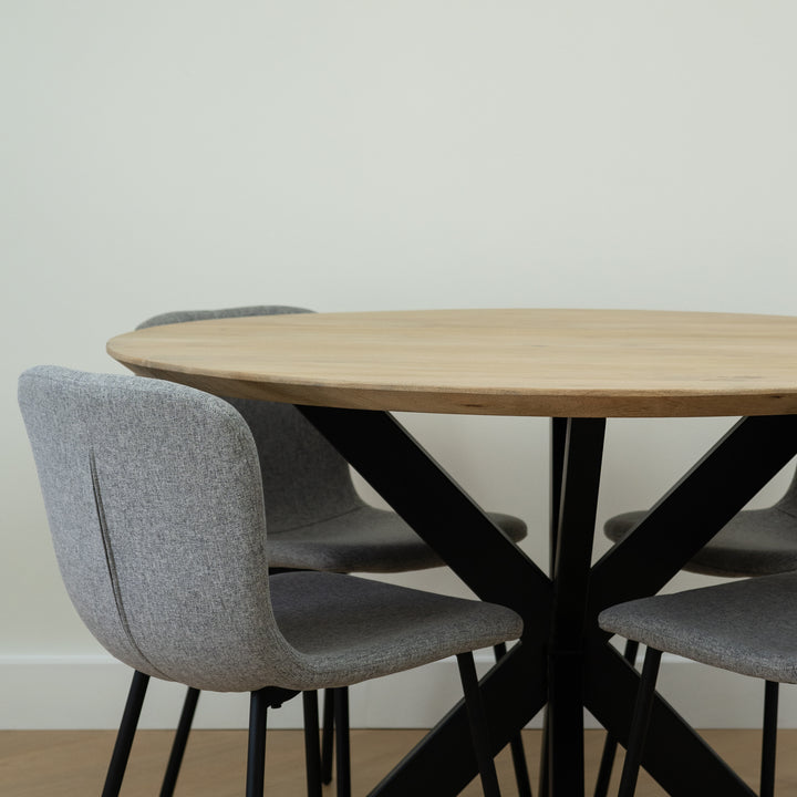 QUVIO Eettafel Sofia – Rond – Ø120 – Kruispoot – Naturel (5)