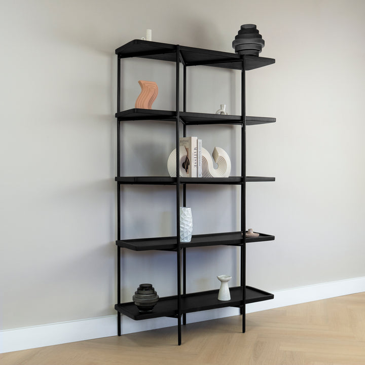 QUVIO Wandkast Luce - FSC® mangohout - 180 cm - Zwart (5)