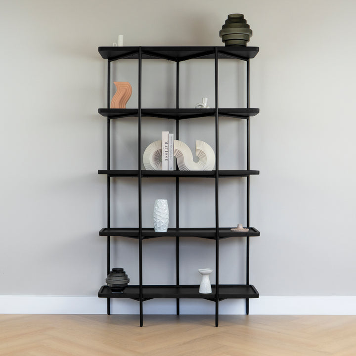 QUVIO Wandkast Luce - FSC® mangohout - 180 cm - Zwart (4)