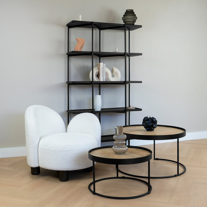 QUVIO Wandkast Luce - FSC® mangohout - 180 cm - Zwart (6)