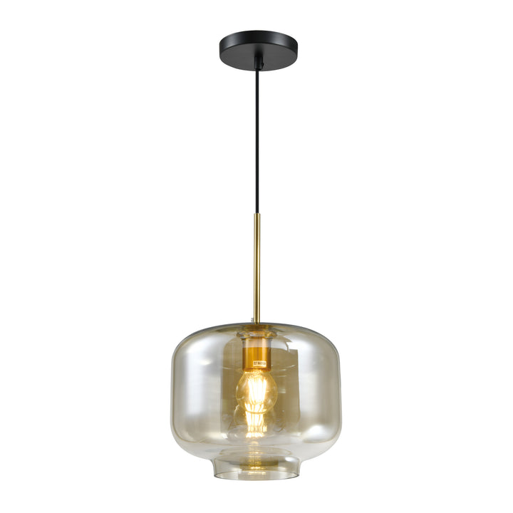 QUVIO Hanglamp met glazen kap - Metaal – Glas - Amber (1)