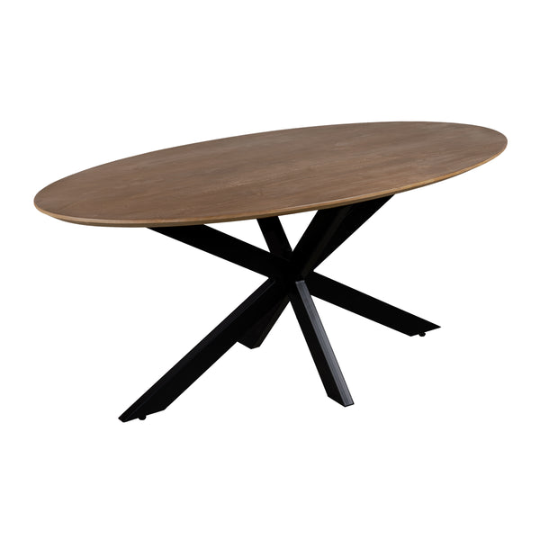 QUVIO Eettafel Sofia– Ovaal – 160x90 cm – Kruispoot –  Bruin