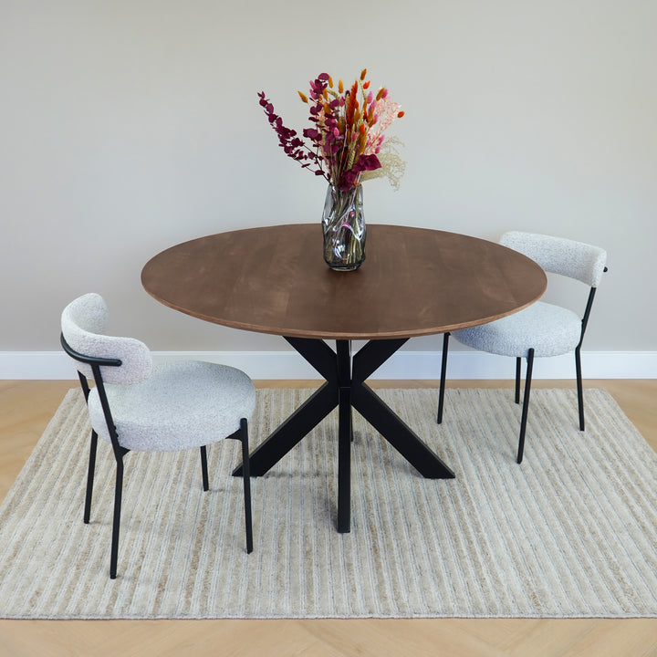 QUVIO Eettafel Sofia – Rond – Ø130 – Kruispoot – Bruin (2)