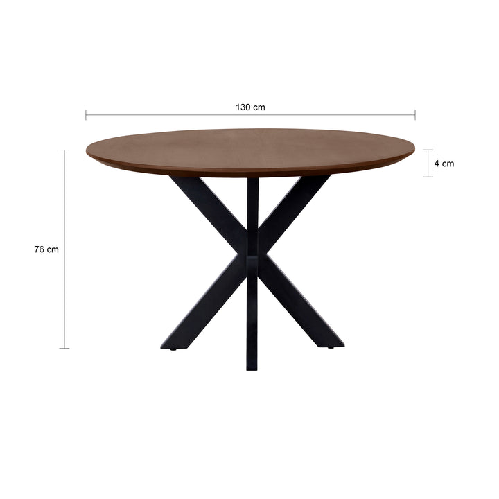 QUVIO Eettafel Sofia – Rond – Ø130 – Kruispoot – Bruin (1)