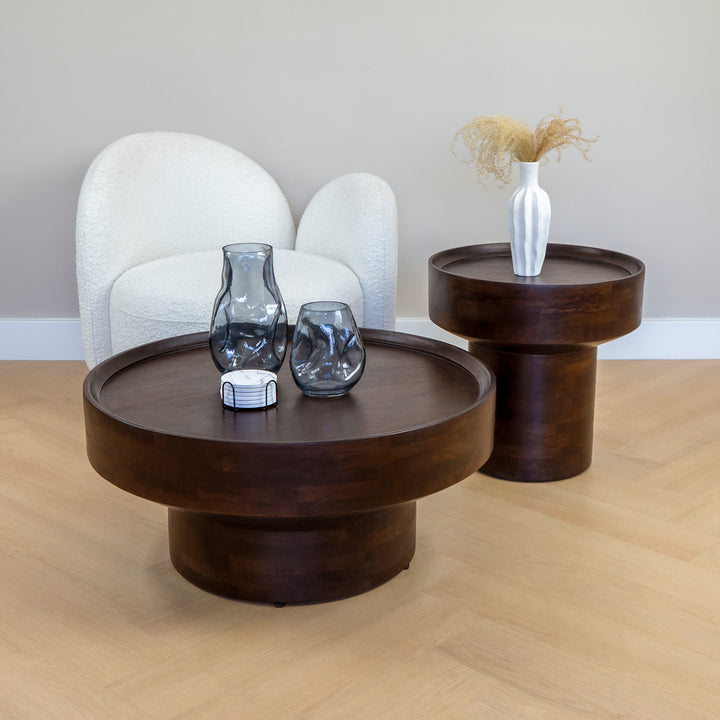 Lewis & Loft Salontafel Luus - FSC® mangohout - ⌀80 - Walnoot bruin (5)
