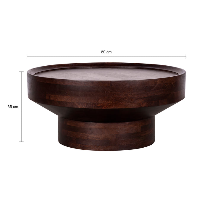 Lewis & Loft Salontafel Luus - FSC® mangohout - ⌀80 - Walnoot bruin (1)