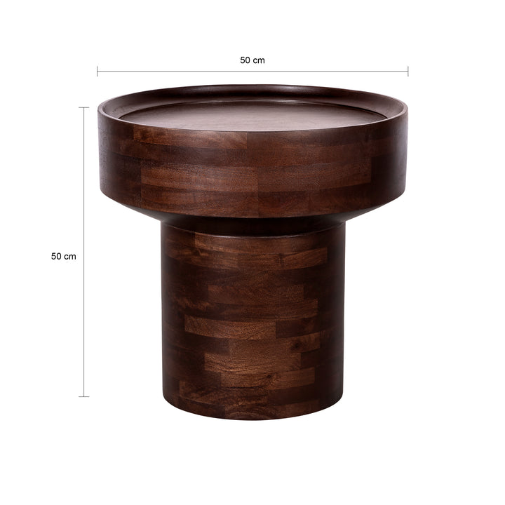 Lewis & Loft Bijzettafel Luus - FSC® mangohout - ⌀50 - Walnoot Bruin (1)