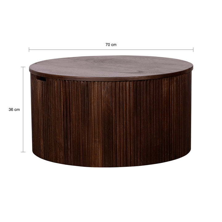 Lewis & Loft Salontafel Lonne - FSC® mangohout - ⌀70cm - Walnoot bruin (2)