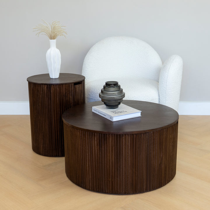 Lewis & Loft Bijzettafel Lonne - FSC® mangohout – ⌀40 – Walnoot bruin (7)