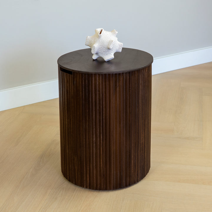 Lewis & Loft Bijzettafel Lonne - FSC® mangohout – ⌀40 – Walnoot bruin (4)