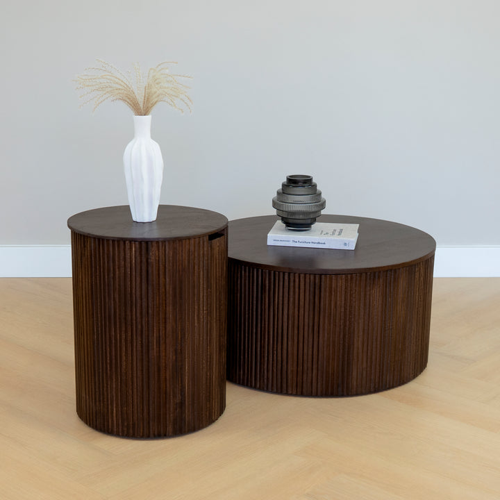 Lewis & Loft Bijzettafel Lonne - FSC® mangohout – ⌀40 – Walnoot bruin (6)