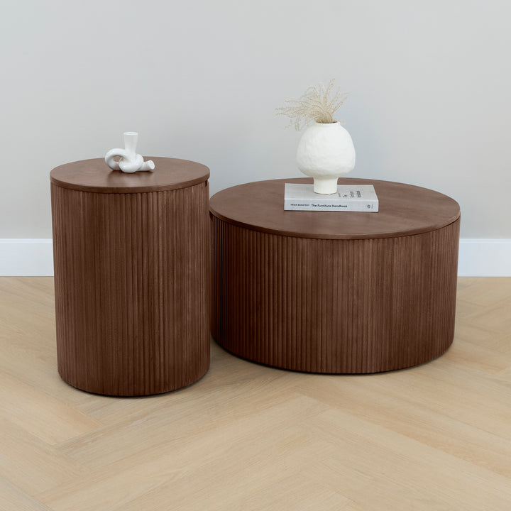 Lewis & Loft Salontafel Lonne - FSC®- Met opbergruimte - ⌀70cm - Bruin (4)