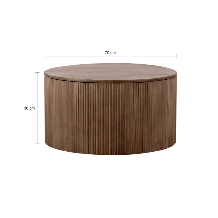Lewis & Loft Salontafel Lonne - FSC®- Met opbergruimte - ⌀70cm - Bruin (1)