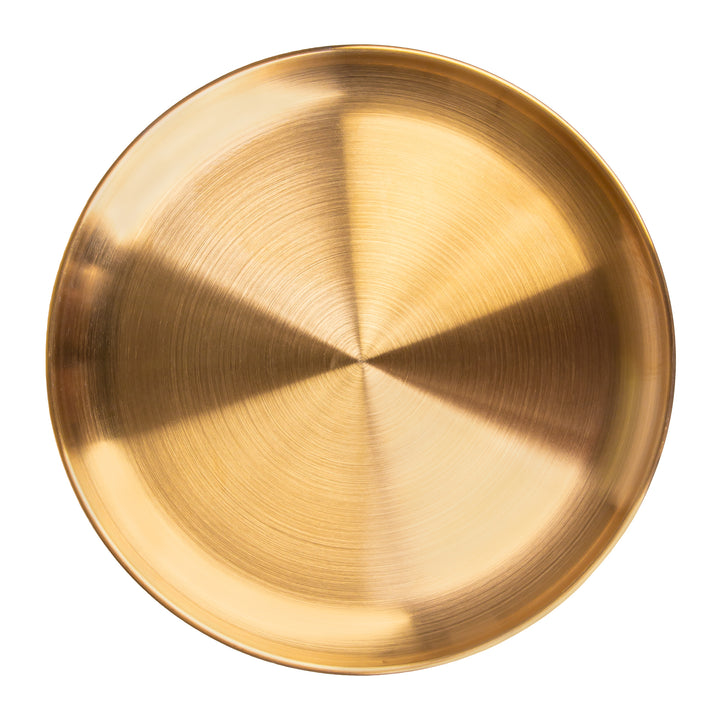 QUVIO Schaal op voet - Etagère - Metaal - Hout - 22x8 cm - Goud (4)