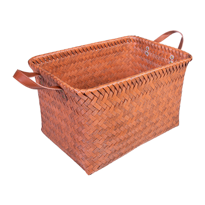 QUVIO Opbergmand gevlochten - Rechthoek - Rotan - 38x28x24 cm - Bruin (3)
