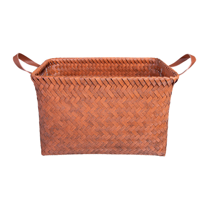 QUVIO Opbergmand gevlochten - Rechthoek - Rotan - 38x28x24 cm - Bruin (1)