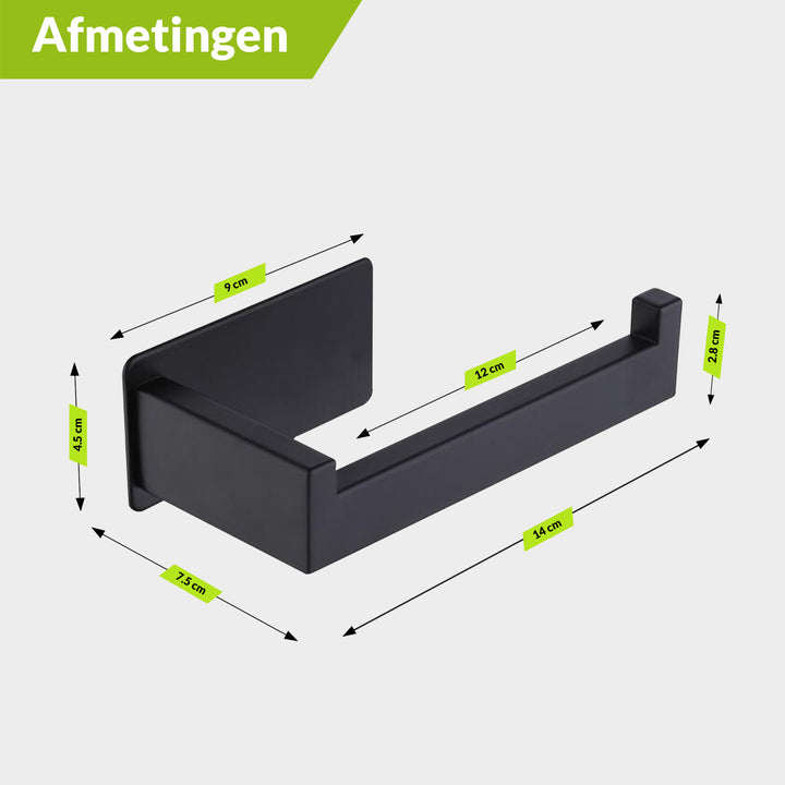 XIVADA Toilet accessoires set - 4 delig - Zonder boren - Rvs - Zwart (9)