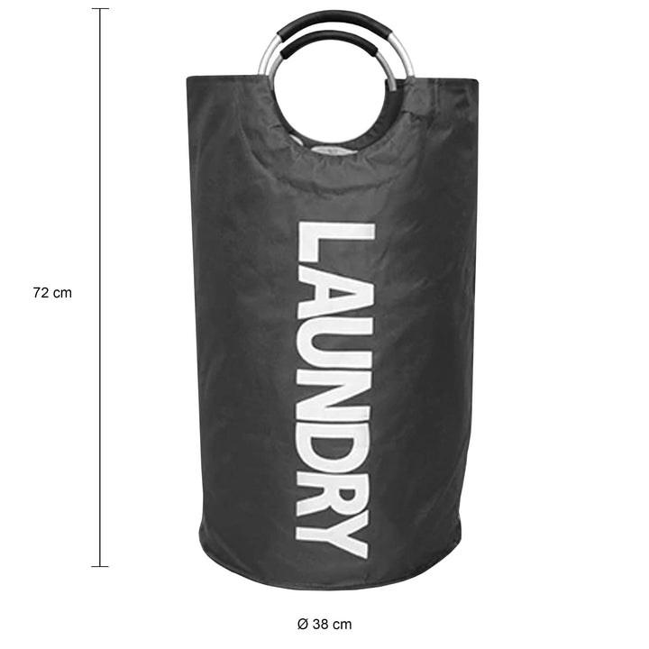 QUVIO Wasmand met handvaten - LAUNDRY - Antraciet (1)