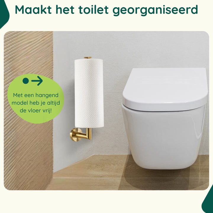 XIVADA Reserverolhouder Banci - Boren - Voor 2 wc rollen - Goud (2)