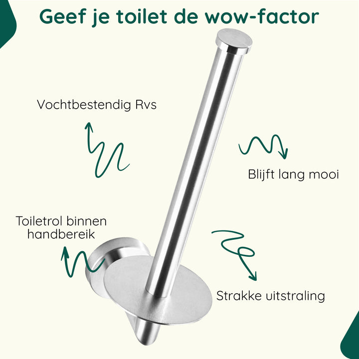XIVADA Reserverolhouder Banci - Boren - Voor 2 wc rollen - Zilver (3)