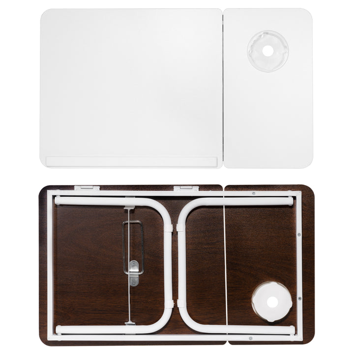 QUVIO Bedtafel met bekerhouder - Wit (5)