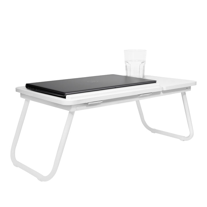 QUVIO Bedtafel met bekerhouder - Wit (3)
