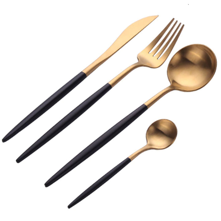 Krumble bestek set van 4 - Goud en zwart