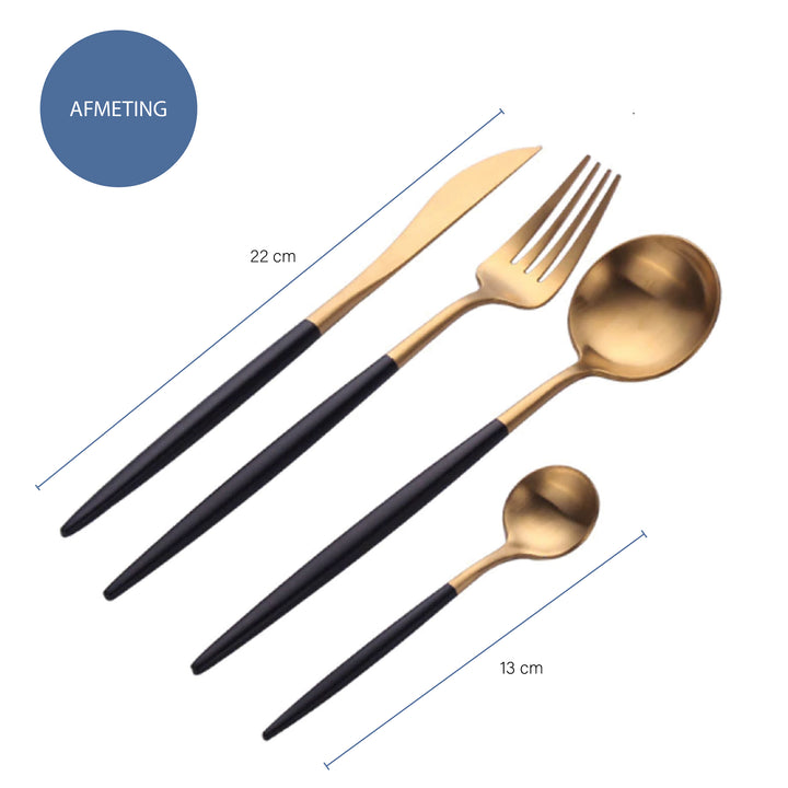 Krumble bestek set van 4 - Goud en zwart (1)