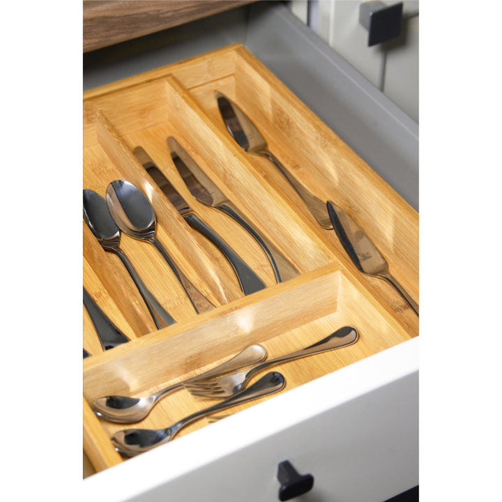 QUVIO Bestekbak organizer hout verstelbaar (5)