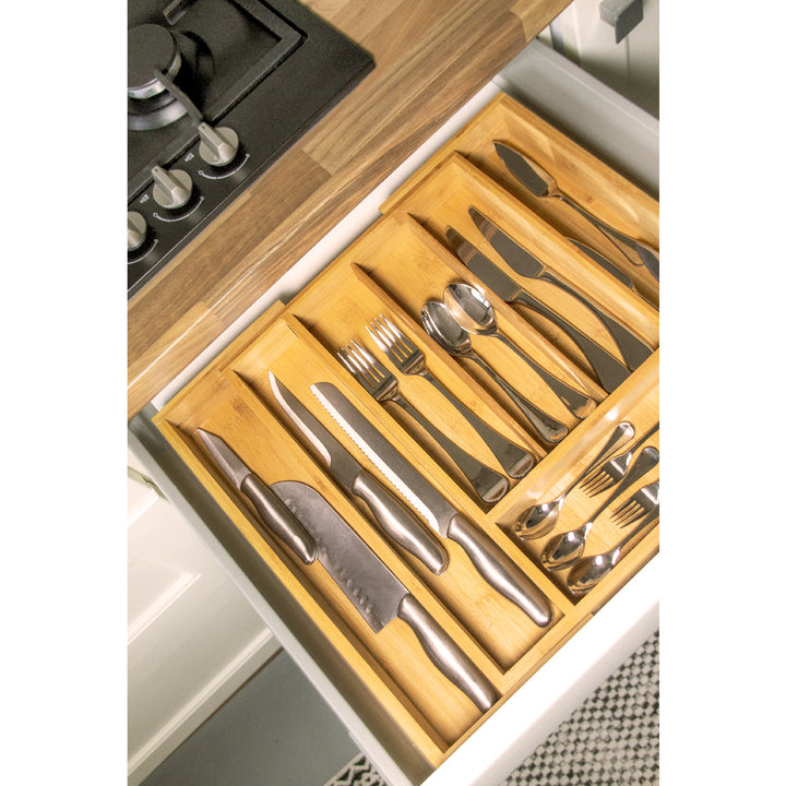 QUVIO Bestekbak organizer hout verstelbaar (6)