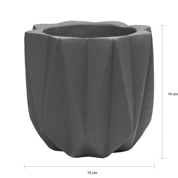 QUVIO Bloempot cement 15 x 15 x 14 cm - Donker grijs (1)