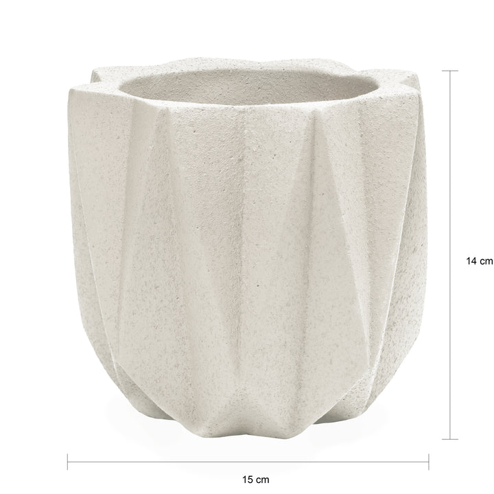 QUVIO Bloempot cement 15 x 15 x 14 cm - Wit (1)