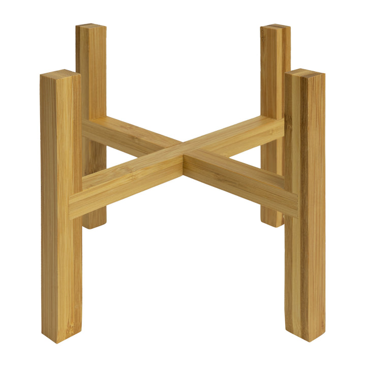 QUVIO Bloempotstandaard 4-poot hout - Lichtbruin - L (1)