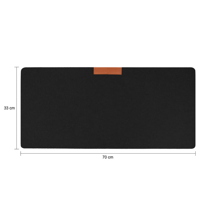 QUVIO Bureau onderlegger - 70 x 33 cm - Vilt - Zwart (1)