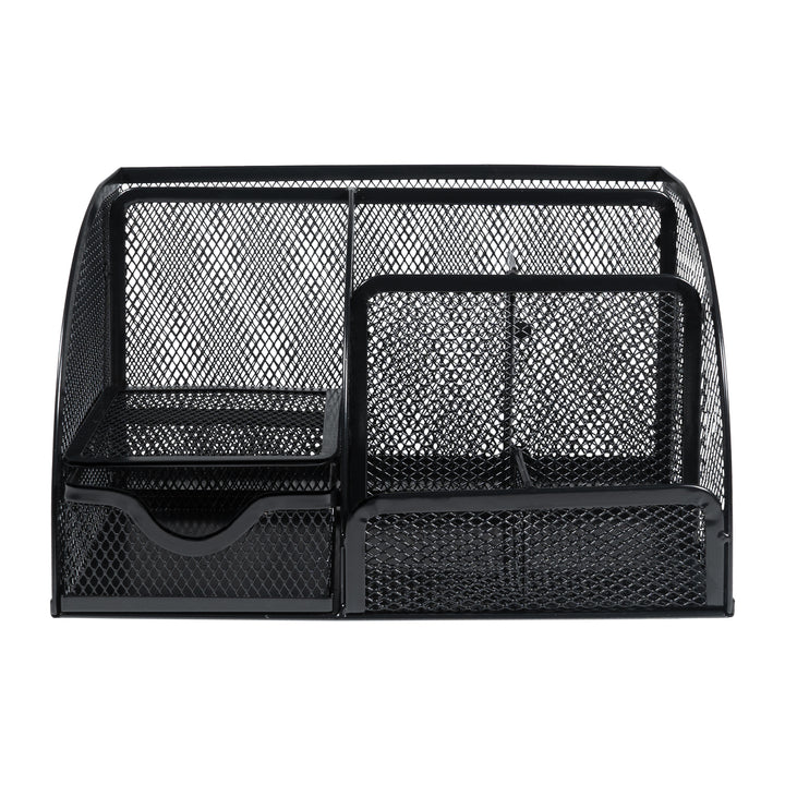 QUVIO Bureau organizer 5 vakken + 1 lade + 1 plankje met gaas - Zwart (4)