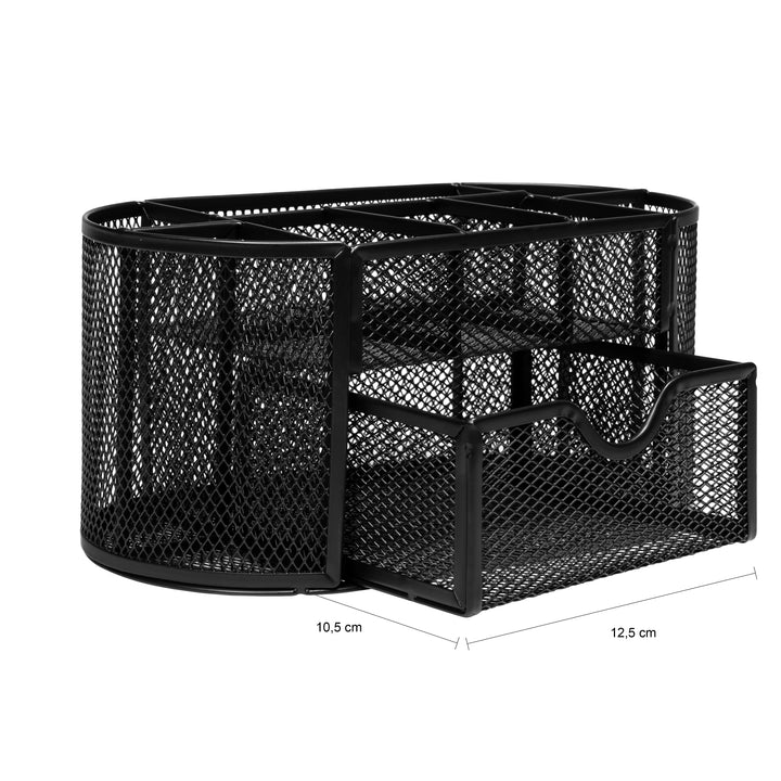 QUVIO Bureau organizer 8 vakken + 1 lade met gaas - Zwart (1)
