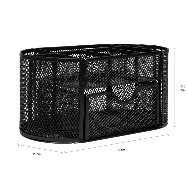 QUVIO Bureau organizer 8 vakken + 1 lade met gaas - Zwart (2)