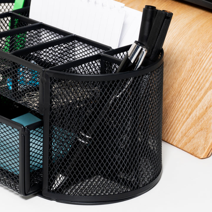 QUVIO Bureau organizer 8 vakken + 1 lade met gaas - Zwart (7)
