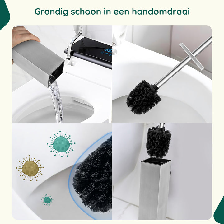 XIVADA Toiletborsterhouder Cira - Vierkant - Boren - Rvs - Zilver (3)